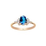 Sirius Pırlanta ve London Blue Topaz Taşlı İlayda Kırmızı Altın Yüzük