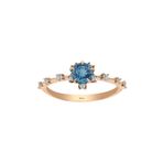 Sirius Pırlanta ve London Blue Topaz Taşlı Vintage Yüzük (Kırmızı Altın / 18)
