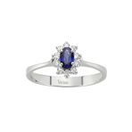 Sirius Pırlanta ve Oval Safir Taşlı Anturaj Yüzük (Beyaz Altın / 18)