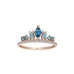 Sirius Pırlanta ve Topaz Taşlı Elizabeth Tacı Kırmızı Altın Yüzük