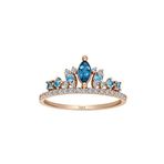 Sirius Pırlanta ve Topaz Taşlı Elizabeth Tacı Kırmızı Altın Yüzük