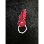 SırmalıHome Bekarlığa Veda Için 10 Adet Tüylü Incili Nedime Bilekliği Bordo Kına Gecesi Bride To Be Nişan - 0,5 x 9 cm