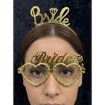 SırmalıHome Bekarlığa Veda Partisi Için 'bride' Yazılı Gelin Tacı ve Gözlüğü Gold 2'li Set Nedime Kına - Altın Sarısı - 0,5 x 9 cm