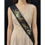 SırmalıHome Bekarlığa Veda Partisi Için Gold 'bride To Be' Yazılı Siyah Saten Kemer Gelin Kuşağı - Altın - Siyah - 0,5 x 9 cm