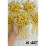 SırmalıHome Gelin Bohçası İçin Çiçek Motifli 10 ADET GOLD Bohça Çiçeği Bohça Süsü Nişan Süsü Kına
