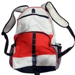 Sırt Çantası, Kırmızı Beyaz Siyah, 50cm Yükseklik 35cm Genişlik, Çok Renkli Tasarım, Yan Cep ve Mesh Cepler