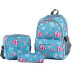 Sırt Çantası Yeşil Kalp 3 Lü Çanta Seti - --