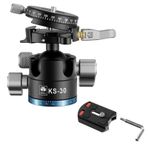 SIRUI KS-30 düz küre başlık 36 mm, 360° çift panoramik alüminyum tripod başlığı, kamera video kamerası için, profesyonel, sağlam küre başlık, tripod kamera sürgüsü için, maksimum taşıma kapasitesi 20