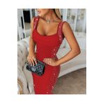 Sisa Butik ASKILI DEKOLTELİ TAŞ DETAYLI KISA KREP ELBİSE/ABİYE