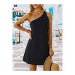 Sisa Butik Kadın tek omuz askılı krep mini elbise