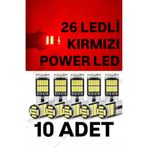 SİSA SENİSTESENAL T10 LED 26 Ledli 10 Adet W5w Metal Ultra Power KIRMIZI Park Plaka Tavan Ampulü