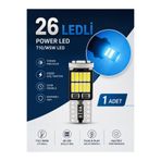 SİSA SENİSTESENAL T10 Led 26 Ledli W5w Canbus Metal Ultra Power Kristal Mavi Buz Mavi Park Plaka Tavan Ampulü 1 Adet