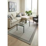 Sisal Görünümlü Bordürlü Baskılı Kaymaz Yıkanabilir Salon Oturma Odası Mutfak Balkon Halısı Yolluk 100 X 200 Cm Gri