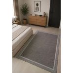 Sisal Görünümlü Bordürlü Baskılı Kaymaz Yıkanabilir Salon Oturma Odası Mutfak Balkon Halısı Yolluk 100 X 300 Cm Siyah