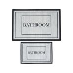 Sisal Halı Armasi Gri Banyo Paspası Dijital Baskı Su Emici Yıkanan Kaymaz Taban 2li Banyo Halısı 40x60 60x100