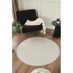 Sisalux 3082 Beyaz Gri Yuvarlak Sisal Dokuma Jüt Kilim Hav Toz Vermez Mutfak Oturma Odası Halısı