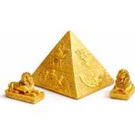 Sisay Home Gold Mısır Piramit & Sfenks Biblo Seti | Lüks Salon Orta Sehpa Dekoru | 3’lü Antik Tasarım