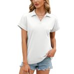 SISAY Kadın Kısa Kollu V Yaka Tişört Düz Renk Atletik Tenis Golf Polo Gömlek Spor Kazak Sweatshirt Hafif Yaz Gevşek Günlük Tunik Temel Tişört Bayanlar Dışarı Çıkma Üstleri İş Bluz, Renk # 05, S