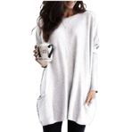 SISAY Kadınlar için Jumper Elbise Uzun Kollu Mini Kazak Elbise Triko Kazak Düz Renk Günlük Sonbahar Kış Sweatshirt Bluz Tişört Örme Tunik Üst Cepli Tayt Sokak Giyimi, Renk # 03, XXL