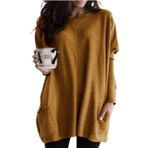 SISAY Kadınlar için Jumper Elbise Uzun Kollu Mini Kazak Elbise Triko Kazak Düz Renk Günlük Sonbahar Kış Sweatshirt Bluz Tişört Örme Tunik Üst Cepli Tayt Sokak Giyimi, Renk # 06, M