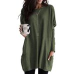SISAY Kadınlar için Jumper Elbise Uzun Kollu Mini Kazak Elbise Triko Kazak Düz Renk Günlük Sonbahar Kış Sweatshirt Bluz Tişört Örme Tunik Üst Cepli Tayt Sokak Giyimi, Renk-# &10, 3XL
