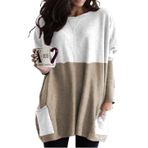 SISAY Kadınlar için Jumper Elbise Uzun Kollu Mini Kazak Elbise Triko Kazak Düz Renk Günlük Sonbahar Kış Sweatshirt Bluz Tişört Örme Tunik Üst Cepli Tayt Sokak Giyimi, Renk-# &16, 3XL