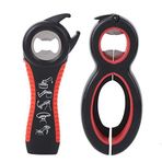 Şişe Açacağı Çok İşlevli 5-in-1 Şişe Açacağı Konserve Açacağı Kiti Mutfak Aletleri Ev Kullanımı için Siyah + Kırmızı Şişe Kapağı Açacağı Mutfak Aksesuarları