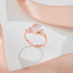 Siset Gümüş 925 Ayar Rose Kaplama Oval Pembe Kuvars Taşlı Gümüş Yüzük - 11