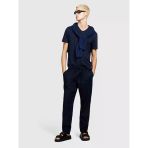 Sisley %100 Keten Beli Büzgülü İpli Slim Confort Fit Pantolon Erkek Lacivert Pantolon - 324P4aghsf043