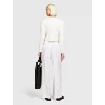 Sisley %100 Keten Beli Büzgülü Önü Pileli Geniş Paça Pantolon Kadın Beyaz Pantolon - 324P4aghlf03u