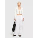 Sisley %100 Keten Beli Lastikli Önü Pileli Geniş Paça Pantolon Kadın Beyaz Pantolon - 325P4aghlf03u
