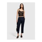 Sisley %100 Keten Beli Lastikli Önü Pileli Pantolon Kadın Lacivert Pantolon - 325P4aghlf00s