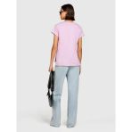 Sisley %100 Pamuk Geniş Bisiklet Yaka Dar Kesim Düz T-Shirt Kadın Sarı T-Shirt - 324P3ı1xl1058