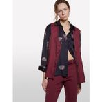 Sisley %100 Viskoz Tamamı Desenli Asimetrik Oversize Saten Gömlek Kadın Siyah Gömlek - 325A5ıbnlq07f