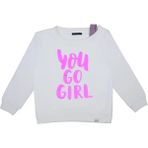 Sisley Beyaz Baskılı Bisiklet Yaka Kız Çocuk Sweatshirt SIS-G1068