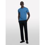 Sisley Erk_%100 Pamuk Bisiklet Yaka Slim Fit Slub T-Shirt Erkek Petrol Mavisi T-Shirt - 324A3wf0s101k