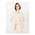 Sisley Kadın Krem Mix Keten Karışımlı Düğmeli Cepli Blazer Ceket