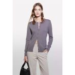 Sisley Kdn_yün Ve Kaşmir Karışımlı Ribana Detaylı Bisiklet Yaka Hırka Kadın Füme Hırka - 324A102hm5237