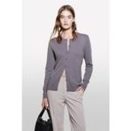 Sisley Kdn_yün Ve Kaşmir Karışımlı Ribana Detaylı Bisiklet Yaka Hırka Kadın Füme Hırka - 324A102hm5237