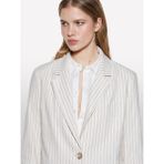 Sisley Keten Karışımlı Düğmeli Cepli Blazer Ceket Kadın Siyah Ceket - 325P25ICLW030 - 38 - Beyaz