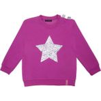 Sisley Kız Çocuk Sweatshirt Fuşya Pul Payet Işlemeli Şardonlu Omuz Detaylı