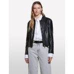 Sisley Viskoz Karışımlı Deri Görünümlü Fermuarlı Regular Fit Ceket Kadın Siyah Ceket - 325A20BZLN05T - 40