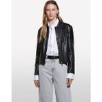 Sisley Viskoz Karışımlı Deri Görünümlü Fermuarlı Regular Fit Ceket Kadın Siyah Ceket - 325A20bzln05t