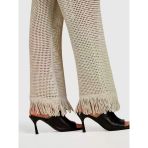 Sisley Viskoz Karışımlı Örgü Motifli Saçak Paça Coulotte Pantolon Kadın Gri Pantolon - 324P196pmf008