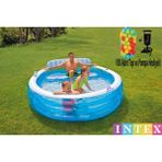 Şişme Büyük Boy Koltuklu Ultra Lüks Aile Havuzu Set 224X216X76 cm Top ve Pompa - Altın