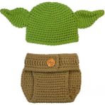Sistaful El Örgüsü Bebek Yoda Kostüm - 6 - 9 Ay - Haki - Yeşil