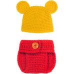Sistaful El Örgüsü Winnie The Pooh Konsept Bebek Kostümü - 9 - 12 Ay - Kırmızı - Sarı