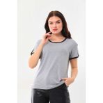 Sistas Kadın Bisiklet Yaka Kısa Kol Bluz 23010 Gri - XL