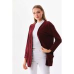 Sistas Kadın Cep Detaylı Pamuklu Uzun Ceket 23976 Bordo - XL