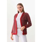 Sistas Kadın Desenli Kol Detaylı Ceket 23959 Bordo - M
